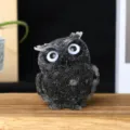 Black crystal resin owl figurine home office desktop decoration craft ornament gift style. - Obsidian