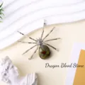 Natural crystal tumbled stone spider ornament unique desktop craft decoration item - Dragon Blood Stone Spider / Silver