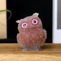 Natural crystal gravel resin owl figurine, creative animal ornament for home decor. - Strawberry Quartz