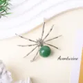 Natural green aventurine crystal spider ornament, creative desktop decoration and Halloween prop. - Aventurine Spider / Silver