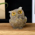Crystal resin owl figurine, natural stone crystal gravel desktop ornament home decor - Gold Rutilated Quartz