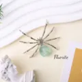 Natural green fluorite crystal spider figurine desktop craft ornament Halloween decor - Fluorite Spider / Silver