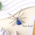 Natural Lapis Lazuli crystal spider metal craft tabletop ornament desktop decor. - Lapis Lazuli Spider / Silver