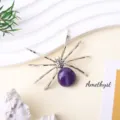 Natural amethyst crystal spider ornament desktop crystal rough stone Halloween decor item - Amethyst Spider / Silver