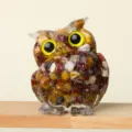Crystal Resin Owl Figurine Natural Stone Gravel Animal Ornament Craft Home Decor Desktop - Alashan Jade