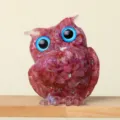 Crystal resin owl figurine, natural crushed stone decorative ornament for home decor. - Plated Red Crystal Style