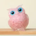 Pink crystal resin owl figurine home office desktop decor cute animal sculpture ornament - Rose Quartz