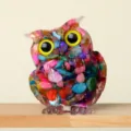Colorful crystal stone resin owl figurine, creative animal desktop craft home decoration. - Colorful Shell