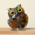 Crystal resin owl figurine, colorful gemstone gravel desktop decoration craft ornament. - Rainbow Stone