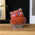 Crystal gravel resin owl figurine desktop ornament cute animal craft home decor pink eyes - Red Jasper (Small Particles)