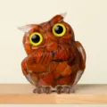Crystal stone owl resin figurine creative home decor craft ornament desktop display piece - Red Jasper