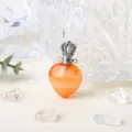Pendentif flacon de parfum en cristal naturel en forme de coeur, bijou sculpté en pierre fine. - Agate Rouge-Argent