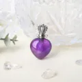 Pendentif flacon de parfum en cristal violet naturel avec bouchon couronne argent accessoire - Améthyste-Argent