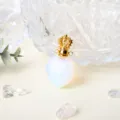 Pendentif flacon parfum cœur en cristal avec capuchon couronne or pour bijoux DIY. - Opale - Or