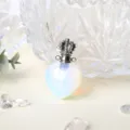 Pendentif flacon de parfum en opale en forme de cœur avec bouchon couronne, accessoire bijou. - Opale - Argent