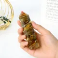 Tiger stripe smelted crystal pillar single point six prism crystal wand home decor - Approx 6-8cm