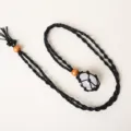 Pietra dura cristallo naturale pendente corda intrecciata a mano collana rete regolabile. - Cristallo di rocca Con Borsa a Rete Nera