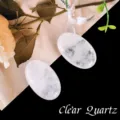 Natural clear quartz palm stones for healing massage, smooth oval worry stones set. - White Crystal