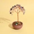 Crystal money tree gemstone bonsai ornament with ceramic pot for home decor lucky gift - 9 Branches 9 Beads / Rainbow Fluorite