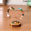 Natural gemstone crystal money tree handmade wire wrapped feng shui bonsai tree for decor - Rainbow