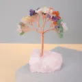 Natural crystal money tree with raw rose quartz base gemstone tree for home office decor - Colorful (Pink Crystal Base)
