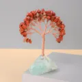 Handmade crystal money tree with red jasper stone chips, copper wire and raw crystal base. - Red Jasper (Green Fluorite Base)
