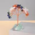 Handmade gemstone crystal tree with raw stone base, chakra money tree for home office decor. - Colorful (Green Fluorite Base)