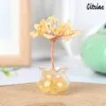 Mini citrien kristal geld boom ornament draad gewikkelde edelsteen boom voor bureau. - Citrien