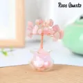 Rozenkwarts Kristal Geldboom Mini Bonsai Genezende Steen Beeldje Bureau Decoratie - Rozenkwarts