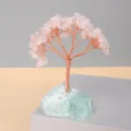Handgemachter Rosenquarz Kristall Geldbaum mit Naturstein Basis fuer Buero Dekoration - Rosa Kristall (Grüne Fluorit Basis)