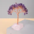 Amethyst Kristall Geldbaum mit Kupferdraht Zweigen und rosa Quarz Basis Heimdekoration. - Amethyst (Rosa Kristall Basis)