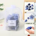 Natural sodalite rough stone healing crystal in white mesh pouch decorative mineral specimen - Sodalite Raw Stone Gift Bag