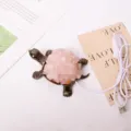 Natural crystal turtle ornament pink quartz tortoise desktop pet home office desk decor USB - Rose Quartz Turtle / With LED Lights