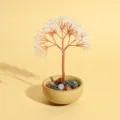Crystal money tree gemstone bonsai wealth tree feng shui home decor with ceramic pot base - 9 Branches 9 Beads / White Crystal