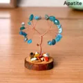 Arbre de vie en cristal naturel Apatite pierres précieuses fil bois décoration de bureau - Apatite bleue