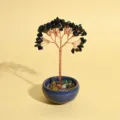 Arbre à argent en cristal bonsaï de pierres précieuses pour chance décoration de bureau maison - 9 Branches 9 Perles / Obsidienne
