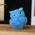 Crystal crushed stone epoxy resin owl figurine cute creative home office decor ornament. - Aquamarine