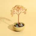 Arbre d'argent en cristal de citrine bonsaï ornement arbre de chance variante - 9 Branches 9 Perles / Citrine