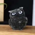 Black resin owl figurine crystal crushed stone desktop home decor cute animal ornament - Obsidian