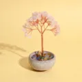 Arbre à argent en cristal de quartz rose bonsaï de décoration pour bureau à domicile - 9 Branches 9 Perles / Quartz rose