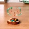 Arbre de cristal d'aventurine naturelle fil enroulé guérison gemme arbre d'argent figurine - Aventurine Verte