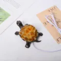 Natural crystal turtle ornament desktop pet office desk companion healing stone decoration. - Citrine Turtle / With LED Lights