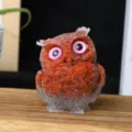 Crystal crushed stone resin owl ornament cute creative decor for home living room desk - Red Jasper