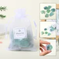 Natural rough fluorite crystal stones in white sheer gift bag, healing gemstone set. - Fluorite Raw Stone Gift Bag