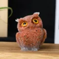 Crystal gravel epoxy resin owl figurine cute animal desktop ornament for home decor - Red Goldstone