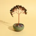 Arbre d'argent en cristal d'oeil de tigre Bonsai Ornement Guerison Gemme pour la maison - 9 Branches 9 Perles / Œil de tigre