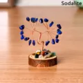 Arbre en cristal de fil de cuivre fait à la main avec base en bois pour décoration - Veine Bleue
