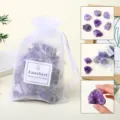 Natural amethyst rough crystal stones in a white mesh gift bag healing crystal decor - Amethyst Raw Stone Gift Bag