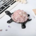 Natural crystal rose quartz turtle figurine desk pet home office decor ornament 1pc - Rose Quartz Turtle / Without Lights