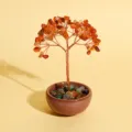 Arbre à argent en cristal d'agate rouge naturelle figurine bonsaï pour la décoration - 9 Branches 9 Perles / Agate rouge
